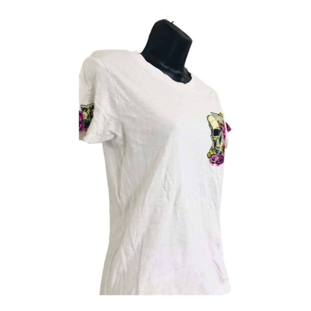 White butterfly floral skull Roses graphic‎ print t-shirt size small brand new - Picture 12 of 15